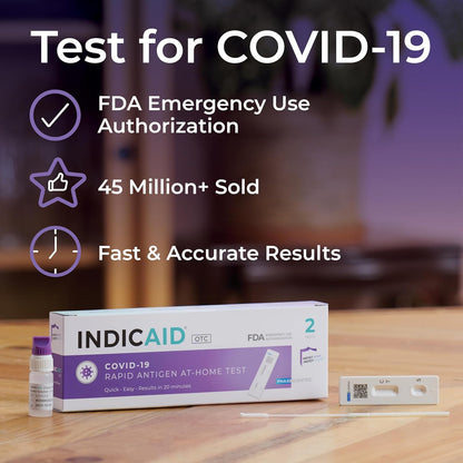 INDICAID COVID-19 Antigen Rapid Test, FDA EUA Authorized OTC COVID Home Test, 2 COVID Tests in a Individual Pack, Convenient for Both Home Use and Business Distribution, HSA/FSA Eligible, Easy to Use | |Easy to use| Accurate and Fast Result|Fast/free Prim