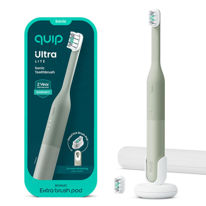 Quip Ultra Lite Sonic Electric Toothbrush, 3 Modes, Mirror Mount, Ash
