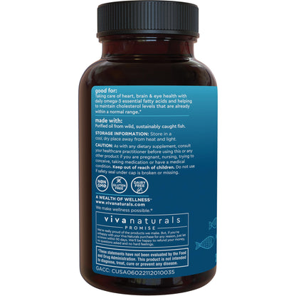 Omega 3 Fish Oil Supplement for Women and Men - 2500 mg Triple Strength Fish Oil per Serving with Omega 3 Fatty Acids Including EPA, DHA DPA - 180 Pescatarian-Friendly Softgels