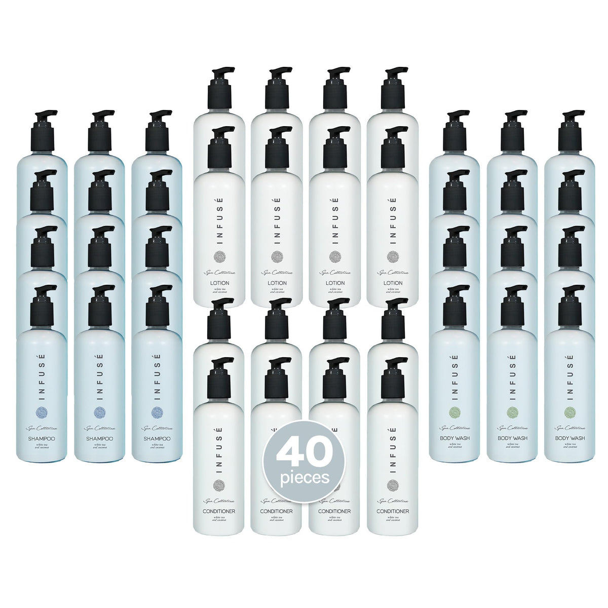 1-Shoppe Aquavera 40 Piece Ecobox All-In-Kit | White Tea and Coconut Soap | 12 Shampoo