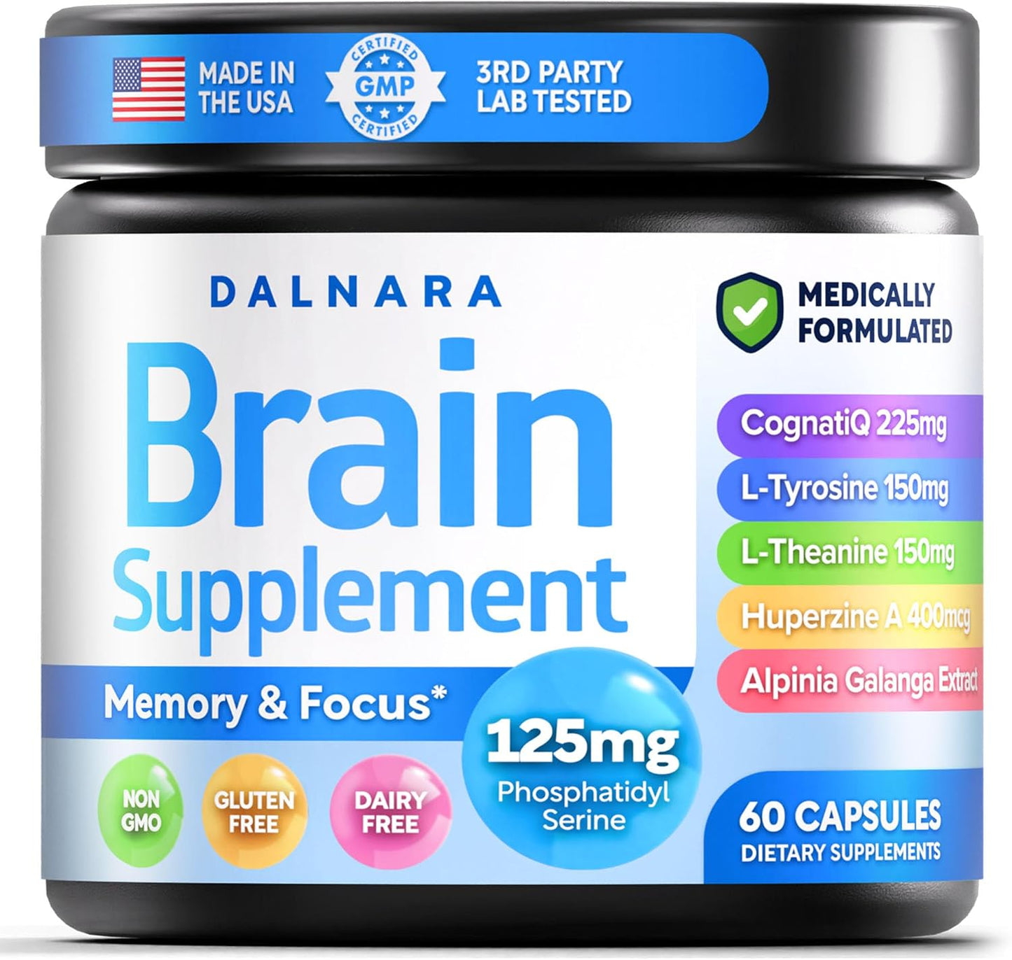 Brain Fog Supplement for Women – Memory & Focus Support for Perimenopause and Menopause – Cognitive Support with Phosphatidylserine, CognatiQ & L-Theanine – Brain Health Capsules – 60 Count