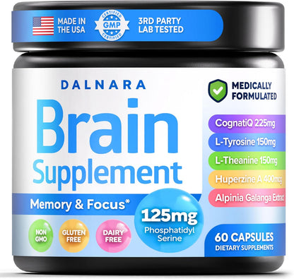 Brain Fog Supplement for Women – Memory & Focus Support for Perimenopause and Menopause – Cognitive Support with Phosphatidylserine, CognatiQ & L-Theanine – Brain Health Capsules – 60 Count