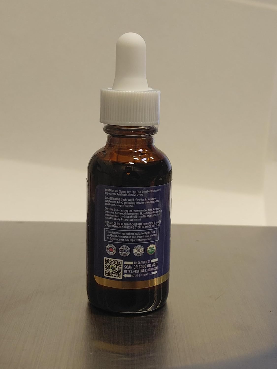 1 Body Liquid Iodine Drops, Potassium Iodide Supplement, 450 Servings