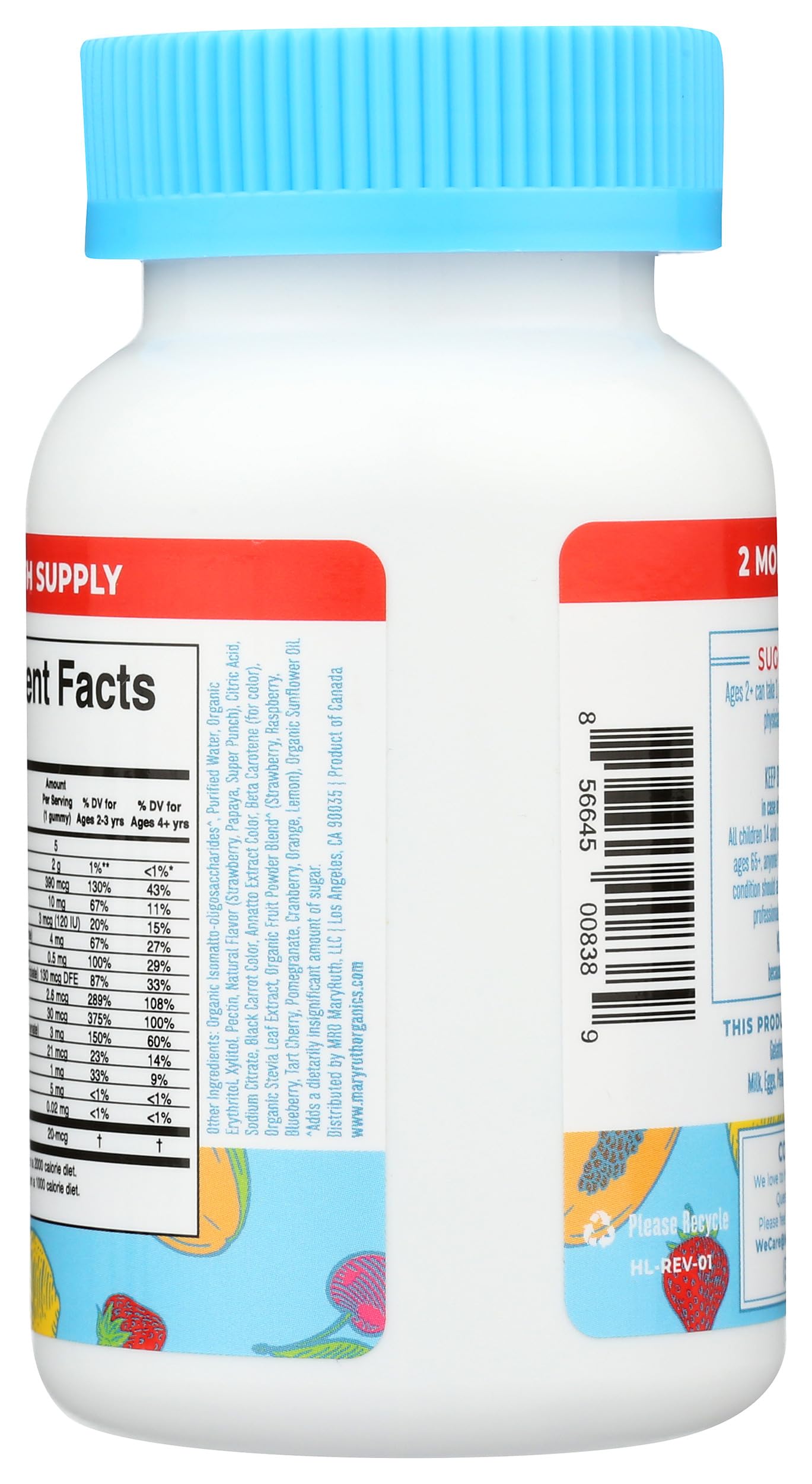 MARYRUTH'S Kids Vitamins | Multi | Sugar Free | 2 Month Supply | Kids Multivitamin Gummies for Ages 2+ | Vegan | Only 1 Gummy a Day | 60 Count