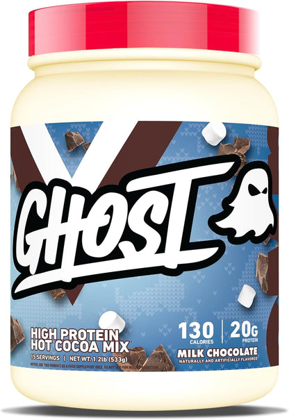 GHOST High Protein Hot Cocoa Drink Mix, Milk Chocolate - Creamy & Smooth Hot Chocolate Powder with 20g Hydrolyzed Whey Protein & Mini Marshmallows - Easy Mix Seasonal Drink - Gluten-Free