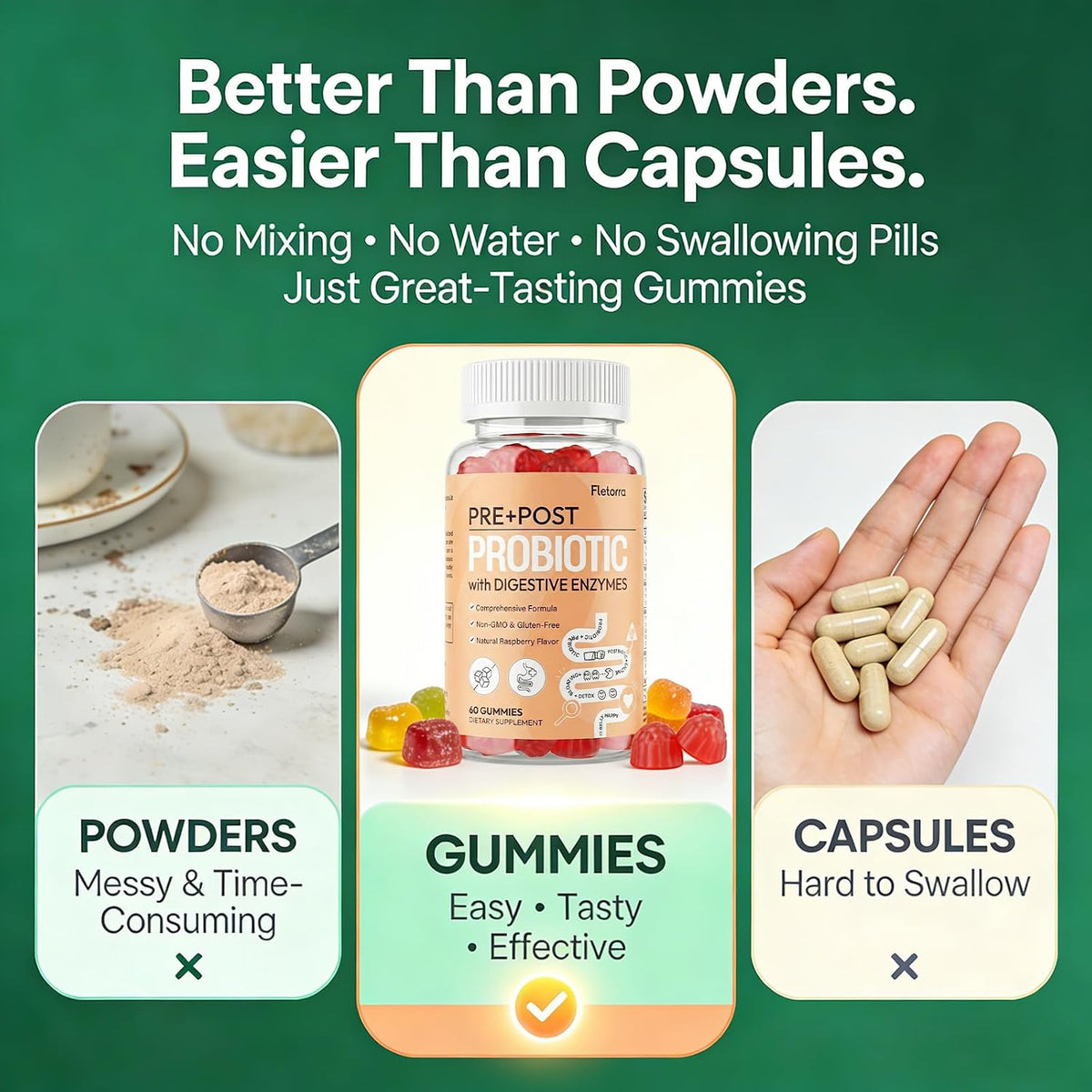 Probiotic Gummies, Probiotics for Gut Health, 0 Sugar - 60 Counts