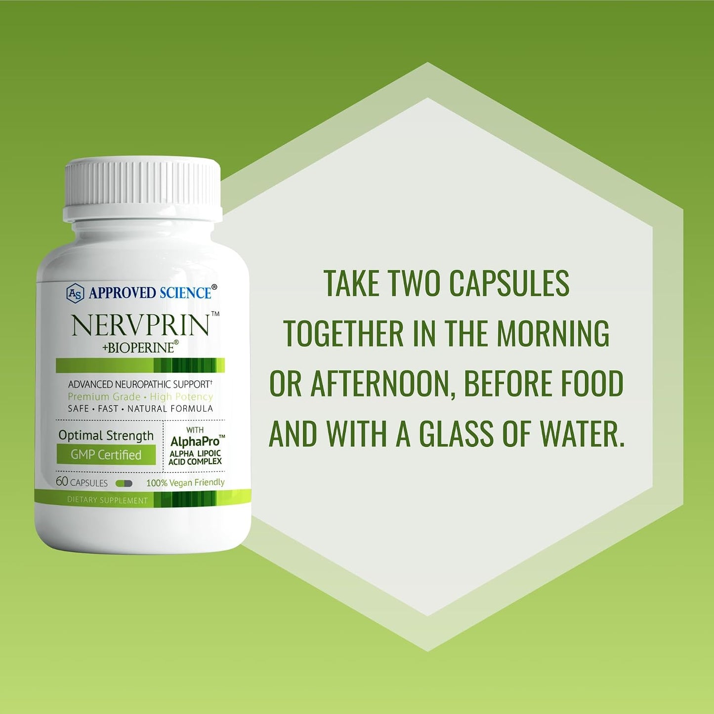 Approved Science Nervprin - Nerve Support - Benfotiamine, B12, R-Alpha-Lipoic Acid, Corydalis, Boswellia, BioPerine - 60 Capsules - Made in The USA
