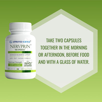 Approved Science Nervprin - Nerve Support - Benfotiamine, B12, R-Alpha-Lipoic Acid, Corydalis, Boswellia, BioPerine - 60 Capsules - Made in The USA