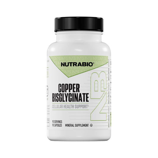 NutraBio Chelated Copper Bisglycinate Supplement (3mg), Immune Support - Copper Supplement- 90 Capsules