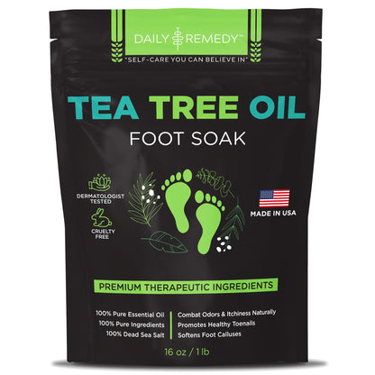 Tea Tree Oil Foot Soak with Epsom Salt - Made in USA - for Toenail Athletes Foot