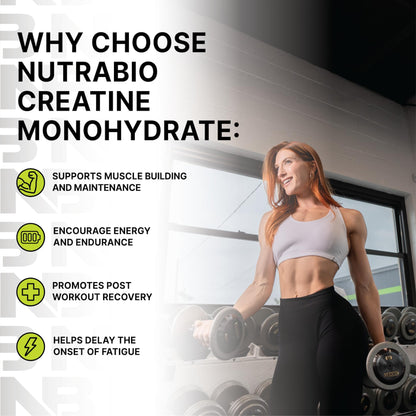 NutraBio Pure Micronized Creatine Monohydrate Powder Supplement, Unflavored, (300 g) - Supports Bulk Muscle Energy, Recovery, and Strength - HPLC Tested Creatine Powder Supplement for Men and Women
