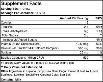 ProCare Health | TruCal Calcium Soft Chew | Sea Salted Caramel | 500mg Calcium | 500 IU Vitamin D3 | 500 Million CFU's Probiotic | 90 Count…