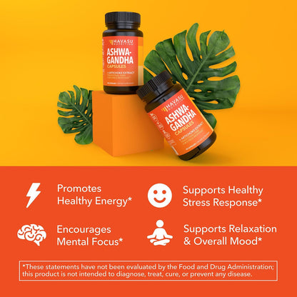 Ashwagandha 1000mg Per Serving with Artichoke Extract, 45 Servings | Ashwagandha Capsules for Stress, Mood and Energy Support, Adaptogenic Herbal Support for Adults, Vegan, Non-GMO, 90 Count