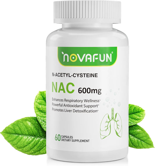 NAC Supplement N-Acetyl Cysteine, NAC 600mg Capsules for Lung Support, Liver Detox, Antioxidant Support, Respiratory Health, 60 Counts