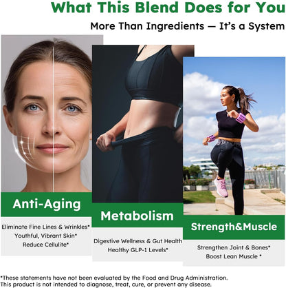 10-in-1 Liquid Collagen for Women, GLP Friendly Multi Collagen | Trim & Glow Hydrolyzed Collagen Burn Drops w. Hyaluronic Acid Biotin Green Tea & ACV, Digestive Gut Skin Health & Hair Growth