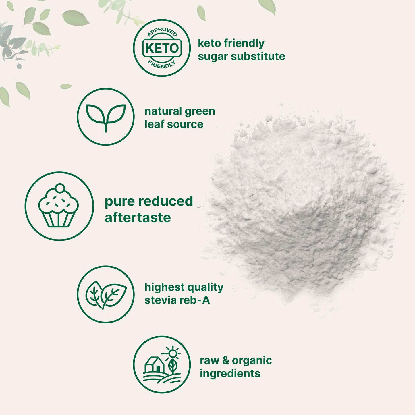 Micro Ingredients Pure Organic Stevia Powder, 8 Ounces, 1418 Serving, Highest Grade Green Leaf Extract Reb-A, Reduced Bitter Aftertaste, 0 Calorie, Natural Sweetener, Sugar Alternative, Keto Friendly