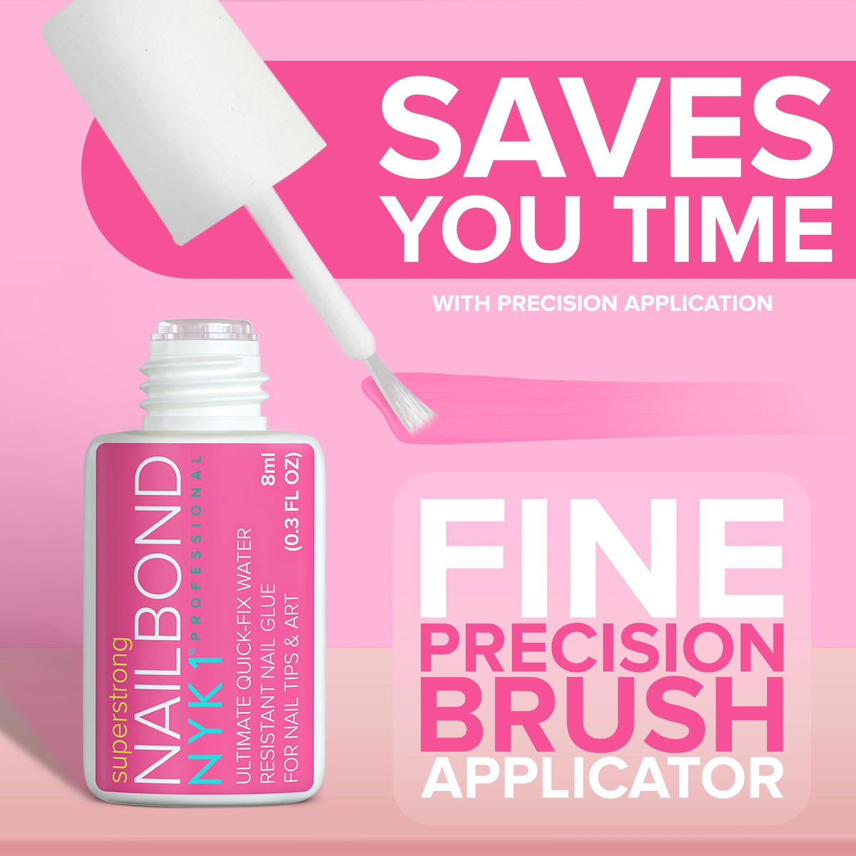 Super Strong Nail Glue For Nail Tips, Acrylic Nails and Press On Nails (8ml) NYK1 Nail Bond
