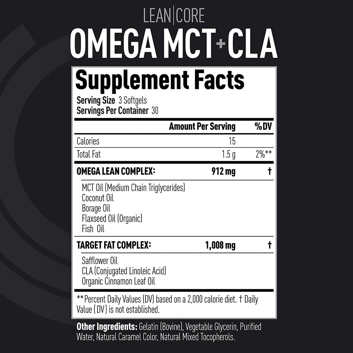 Lean CORE Omega MCT + CLA - Stimulant Free Health Formula, Lean Muscle & Toned