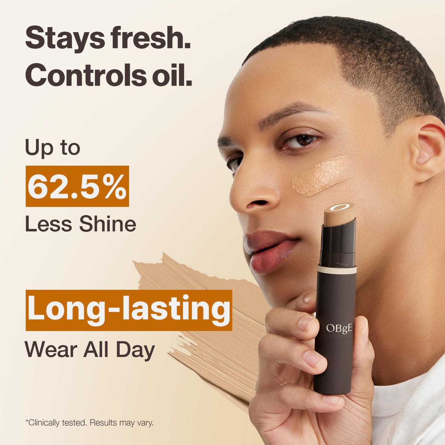 OBgE Natural Foundation Stick High Coverage with Brush #2 Beige, 0.49oz | Seamless Matte Finish, Immediate Pore Blurring, All-Day Shine Control, All-In-One Korean Makeup, Built In Detachable Brush