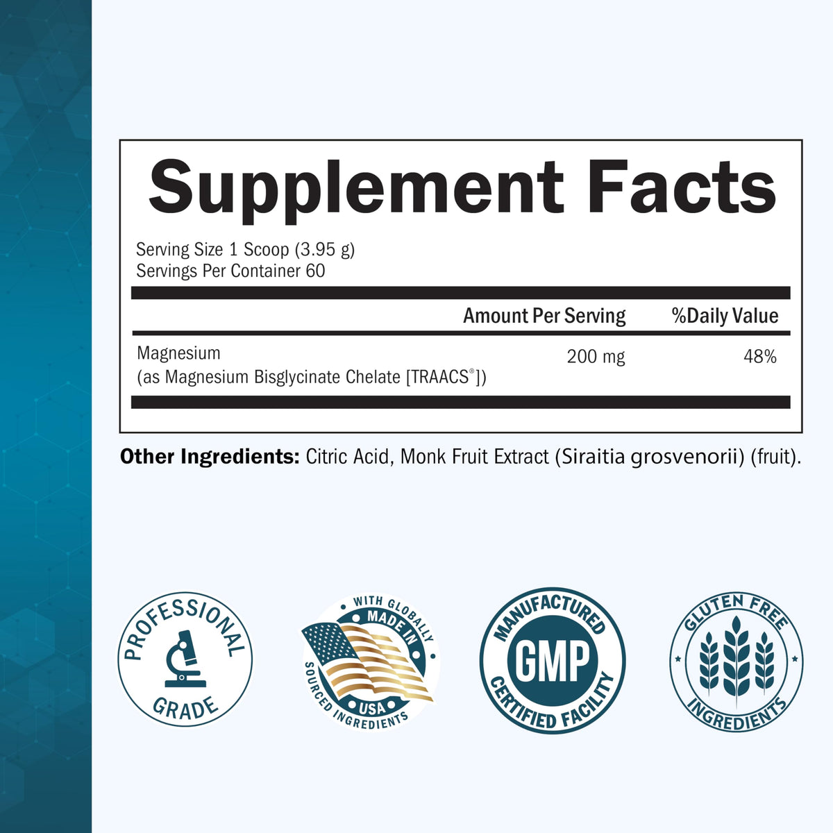 Magnesium Bisglycinate Chelated Supplement -180 Capsules