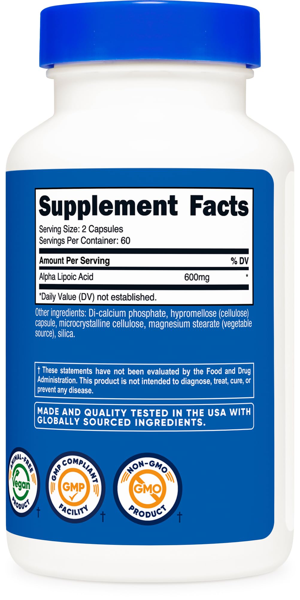Nutricost Alpha Lipoic Acid 600mg Per Serving, 240 Capsules | Gluten Free, Vegetarian Capsules, Soy Free & GMO-Free