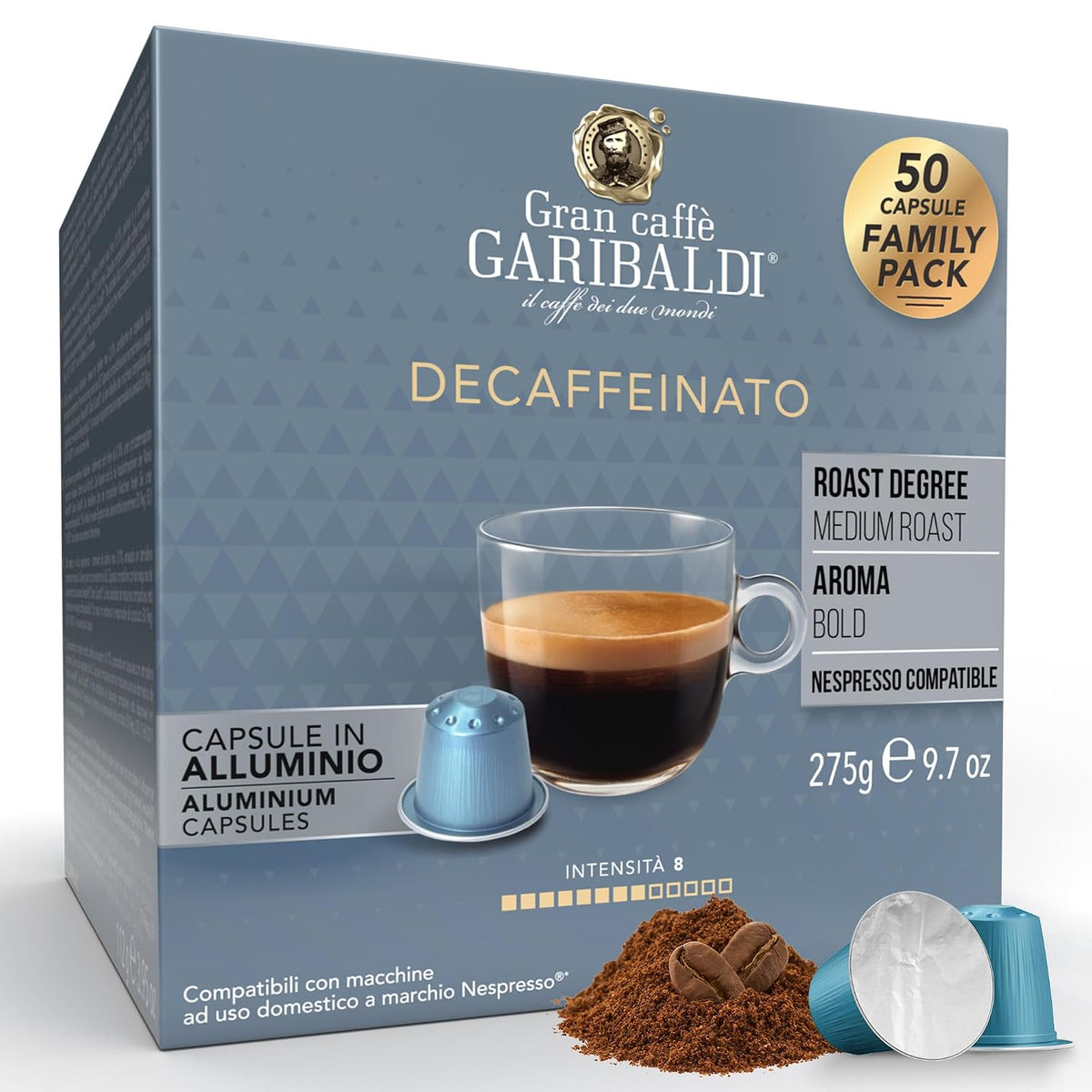 Gran Caffè Garibaldi Espresso Pods, Decaffeinato, 50Count