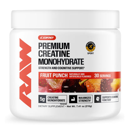 RAW Nutrition Creatine Monohydrate Powder, Unflavored (30 Servings) - Micronized Creatine Monohydrate Supplement for Workout Performance, Build Muscle & Strength - Creatine Powder for Men & Women
