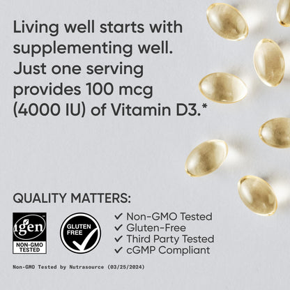 Sports Research Vitamin D3 5000 IU with Coconut MCT Oil - High Potency Vitamin D Supplement for Immune & Bone Support - Non-GMO Verified, Gluten & Soy Free – 125mcg, 360 Liquid Softgels