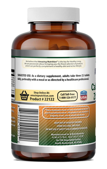 Amazing Formulas Calcium Magnesium Zinc D3-300 Tablets Per Bottle Supplement (Calcium 1000mg - Magnesium 400mg - Zinc 25mg Plus Vitamin D3 600 IU - Per Serving of 3 Tablets)