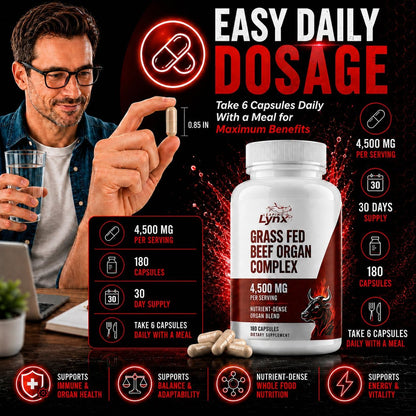 Grass Fed Beef Liver Capsules 4,500 mg – Desiccated Beef Liver Supplement – 180 Liver Capsules – Grassfed Beef Organ Supplement – Energy, Iron & Ancestral Whole Food Support – Non-GMO, ISO-Certified