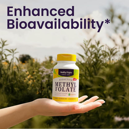 Healthy Origins Methyl Folate Quatrefolic 800 mcg, 120 Veggie Caps | Active Quatrefolic methylfolate B9 supports prenatal, brain & heart health. MTHFR-friendly form.