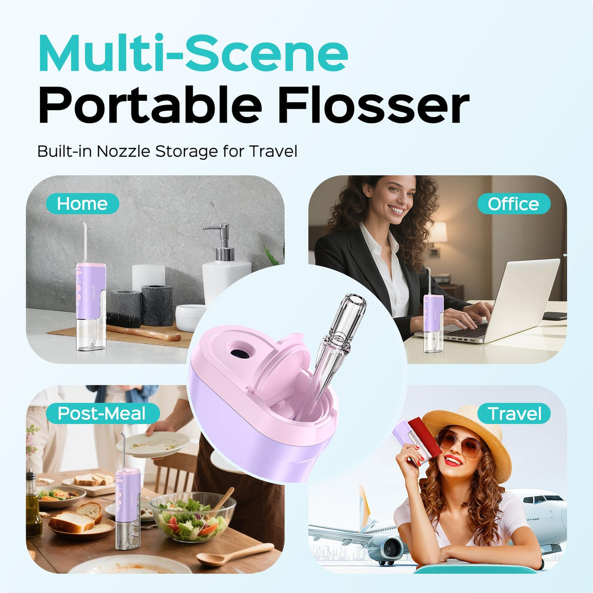 COSLUS T40 Mini Water Flosser for Travel, Portable Compact Design, Balck
