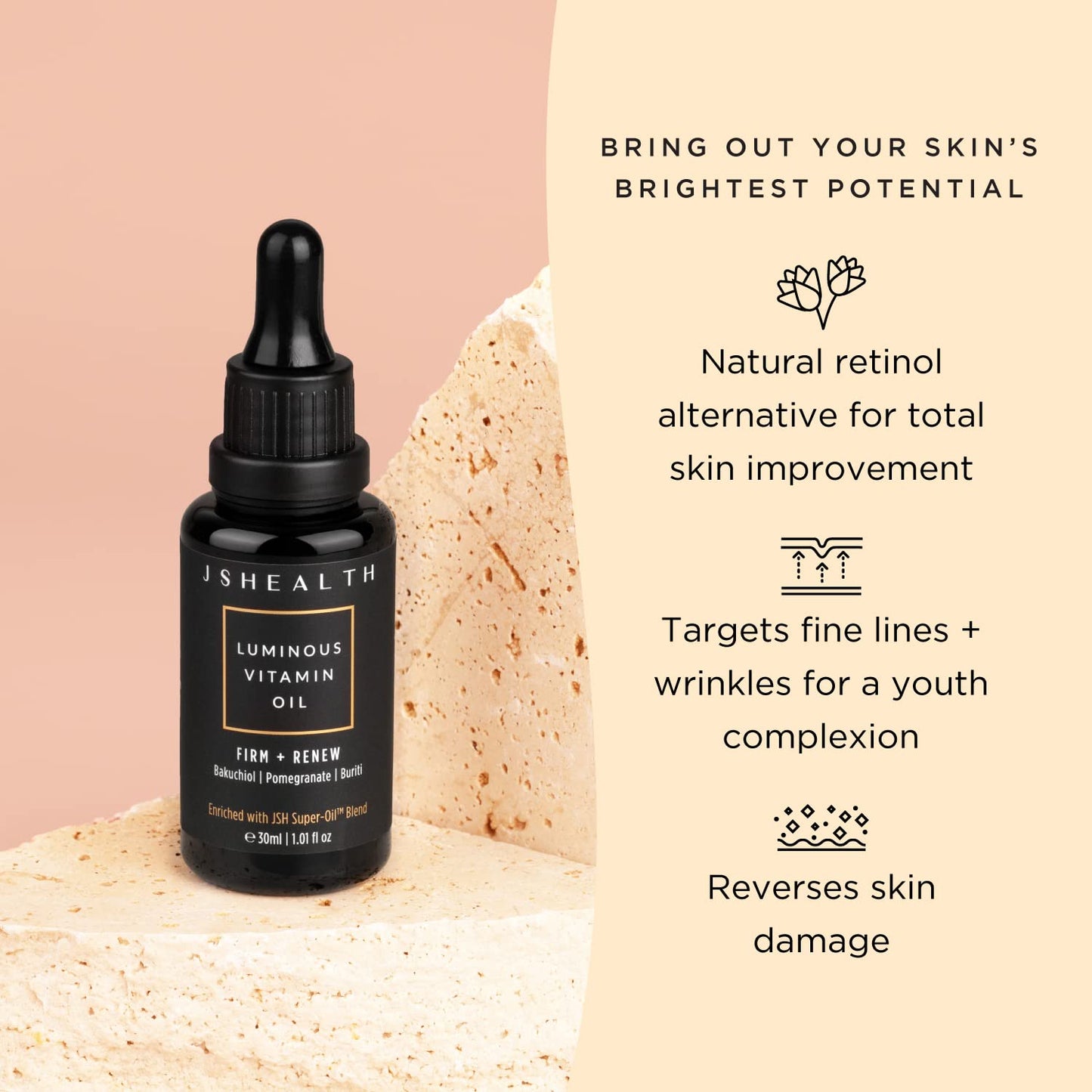 JSHealth Hydrating Face Oil For Women and Men | Facial Oil for Dry Skin with Rose Oil & Vitamin E Oil