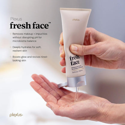 Plexus Fresh Face™ Refreshing Gel Cleanser | 3.4 Fl Oz | pH-Balanced | Hydrating gel removes makeup & impurities. Microbiome-supporting with hibiscus, dragon fruit & hyaluronic acid