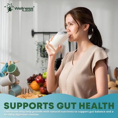 Colostrum Powder 2000mg - Vanilla Flavor, 60% IgG Bovine Colostrum Supplement for Gut Health, Immune Support, Clean Skin, Anti-Aging, Grass-Fed Calostro Bovino Powder, Keto, Gluten-Free - 60 Servings