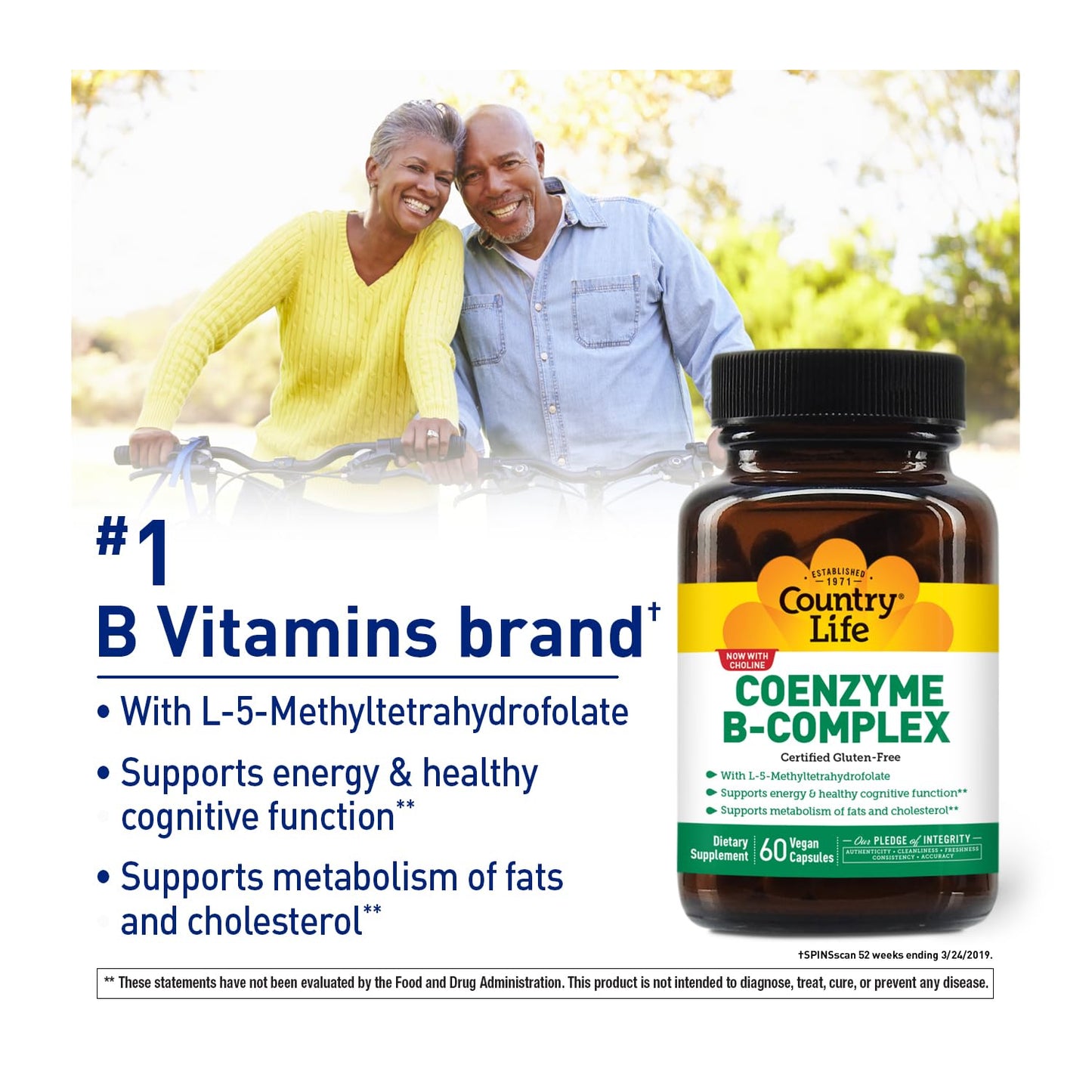 Country Life Coenzyme B-Complex, 120 Capsules | Supports Energy & Metabolism, Mood & Cognitive Function, Vegan, Gluten-Free, Bioavailable B Vitamins with Choline