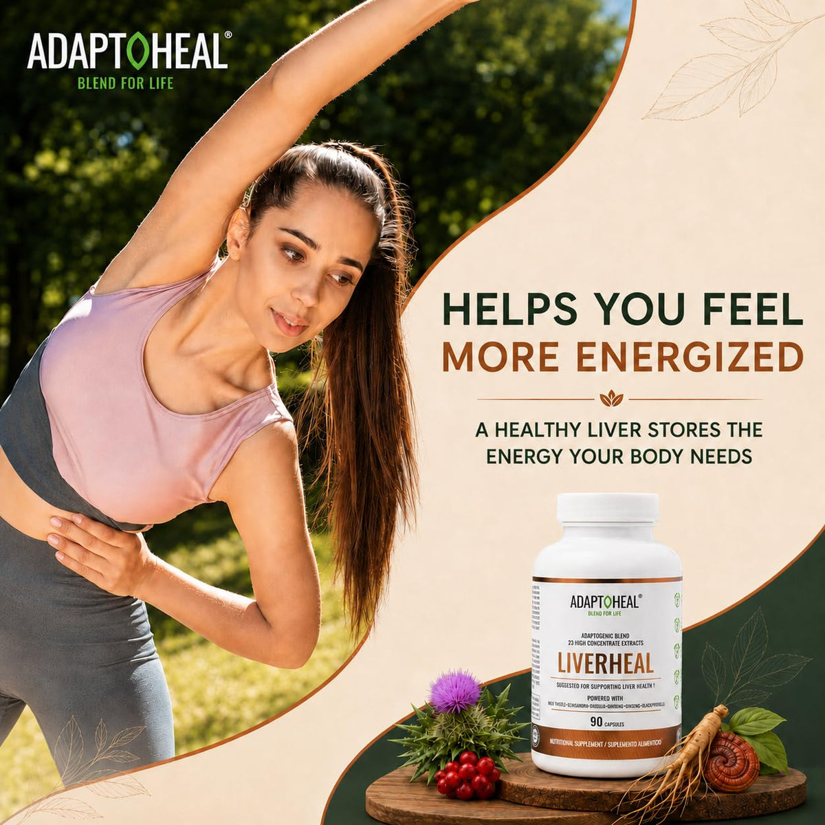 ADAPTOHEAL Liverheal Liver Support Milk Thistle, Turmeric (180 Caps)