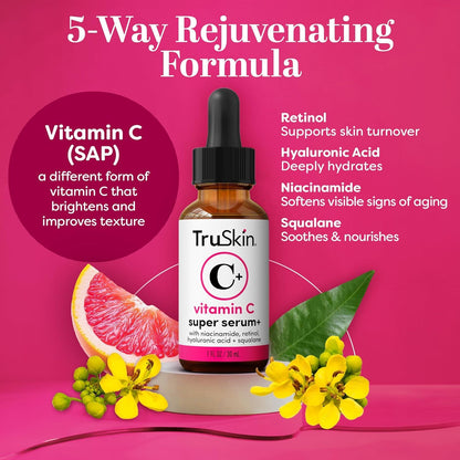 TruSkin Vitamin C Super Serum & Moisturizer Duo, 1 fl oz & 2 fl oz | Two-step Vitamin C routine to brighten, hydrate and support smoother, firmer-looking skin