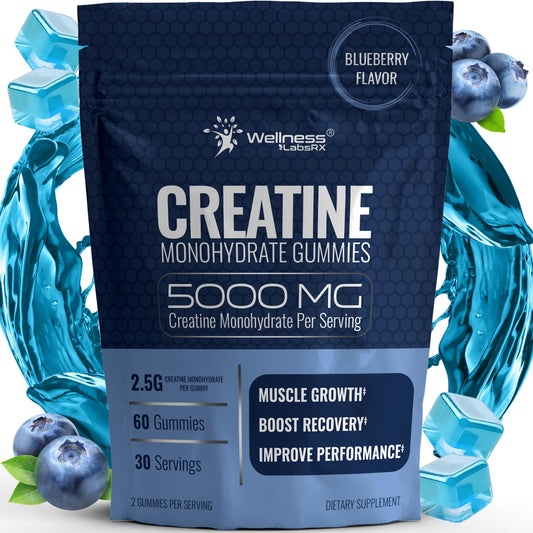 Creatine Gummies 5000mg, 30 Servings Creatine Monohydrate Gummies - Third-Party Tested Creatine for Women, Strawberry Flavor Creatine for Men, Muscle Growth, Strength, and Recovery - Pack of 1