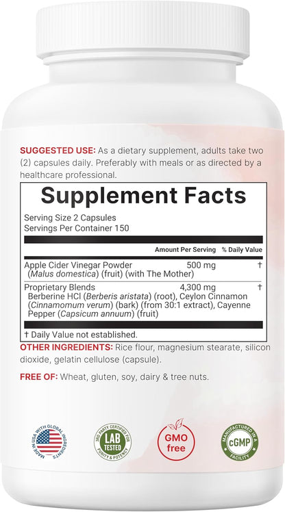Micro Ingredients Apple Cider Vinegar Capsules | 4,800mg Per Serving, 300 Counts | 4-in-1 ACV Complex with The Mother | Ceylon Cinnamon, Cayenne Pepper & More | Immune, Digestion & Appetite Support