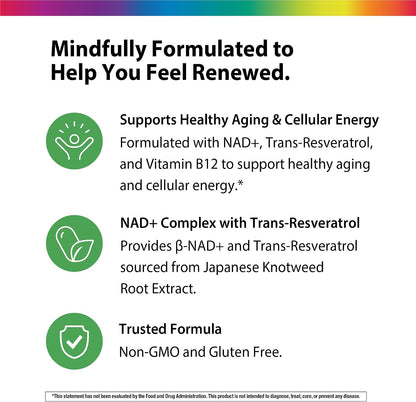 Rainbow Light NAD + Trans-Resveratrol Multi Collagen | 60 Rapid Release Capsules | Supports Healthy Aging & Cellular Energy | Non-GMO and Gluten Free