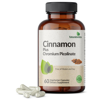 Futurebiotics Cinnamon Plus Chromium Picolinate Supplement, High Potency Chromium, Non-GMO, 120 Vegetarian Capsules