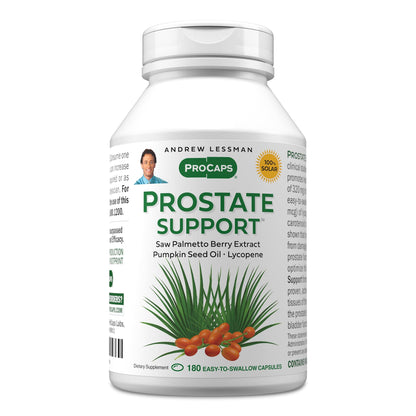 ANDREW LESSMAN Prostate Support Saw Palmetto Supplement, 60 Softgels | Comprehensive prostate support with saw palmetto, pumpkin seed oil and omega-3s for men's urinary health.