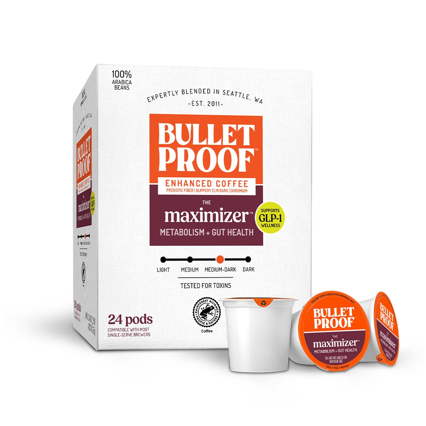 Bulletproof Coffee + Organic Grass-Fed Butter Single-Serve Pods, Keto Coffee, All-in-One Recipe with MCT Oil and Butter, 24 Count