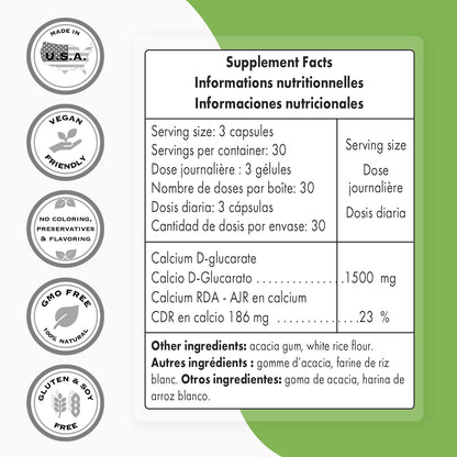 Supersmart - Calcium D-Glucarate 1500 mg Per Day - Antioxidant & Detox Supplement