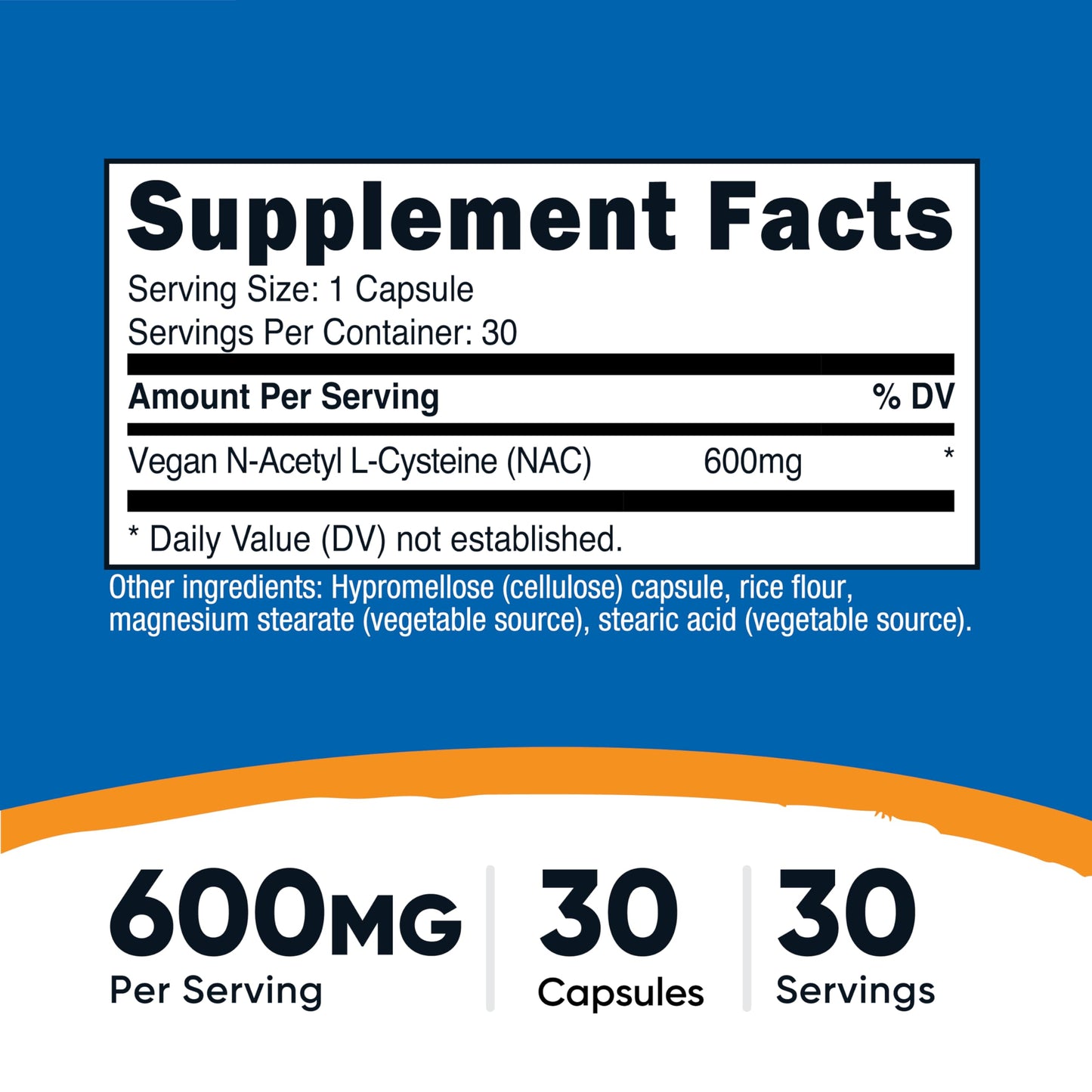 Nutricost N-Acetyl L-Cysteine (NAC) 600mg, 180 Capsules | GMO-Free And Gluten Free