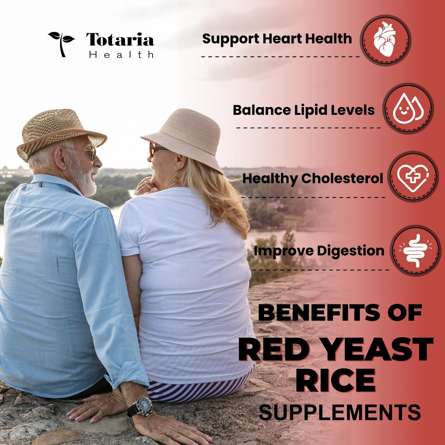Totaria Red Yeast Rice 2,000mg with CoQ10 Supplement - Advanced Healthy Heart & Healthy Cholesterol Levels - Citrinin Free Extract Red Yeast Rice Capsules Plus Citrus Bergamot - Vegan, Non-GMO
