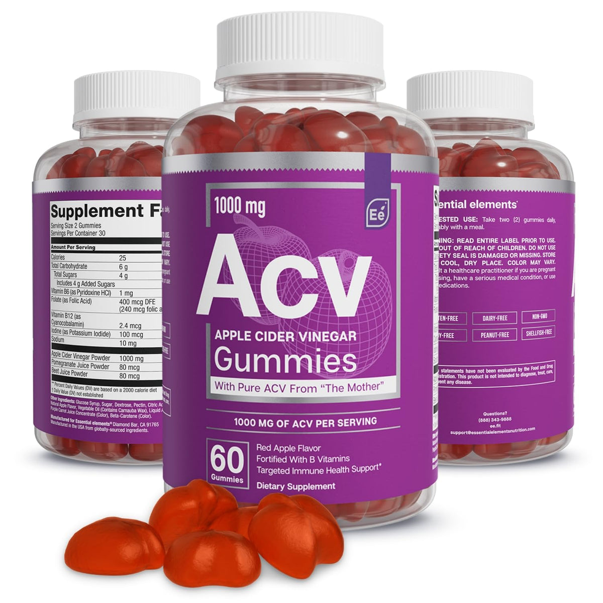 Essential Elements Apple Cider Vinegar Gummies from The Mother - Naturally-Sourced