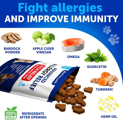 Dog Allergy Relief Chews + Probiotics Bundle - Omega 3 for Skin & Coat, Anti-Itch, Hot Spots Treatment, Immune Support - Probiotics & Prebiotics for Gut Health, Yeast Balance