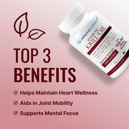Approved Science Krill Oil - 2000mg Antarctic Krill Oil, 650mcg Astaxanthin - 260mg EPA, 160mg DHA - 180 Softgels